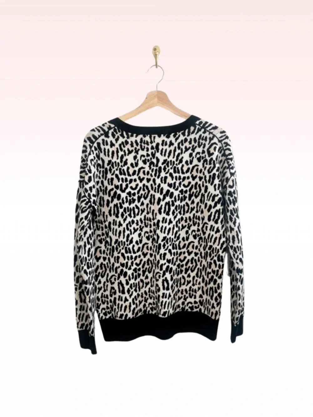 10C DEREK LAM / CUSP Black, White, & Pink Leopard Pullover Sweater